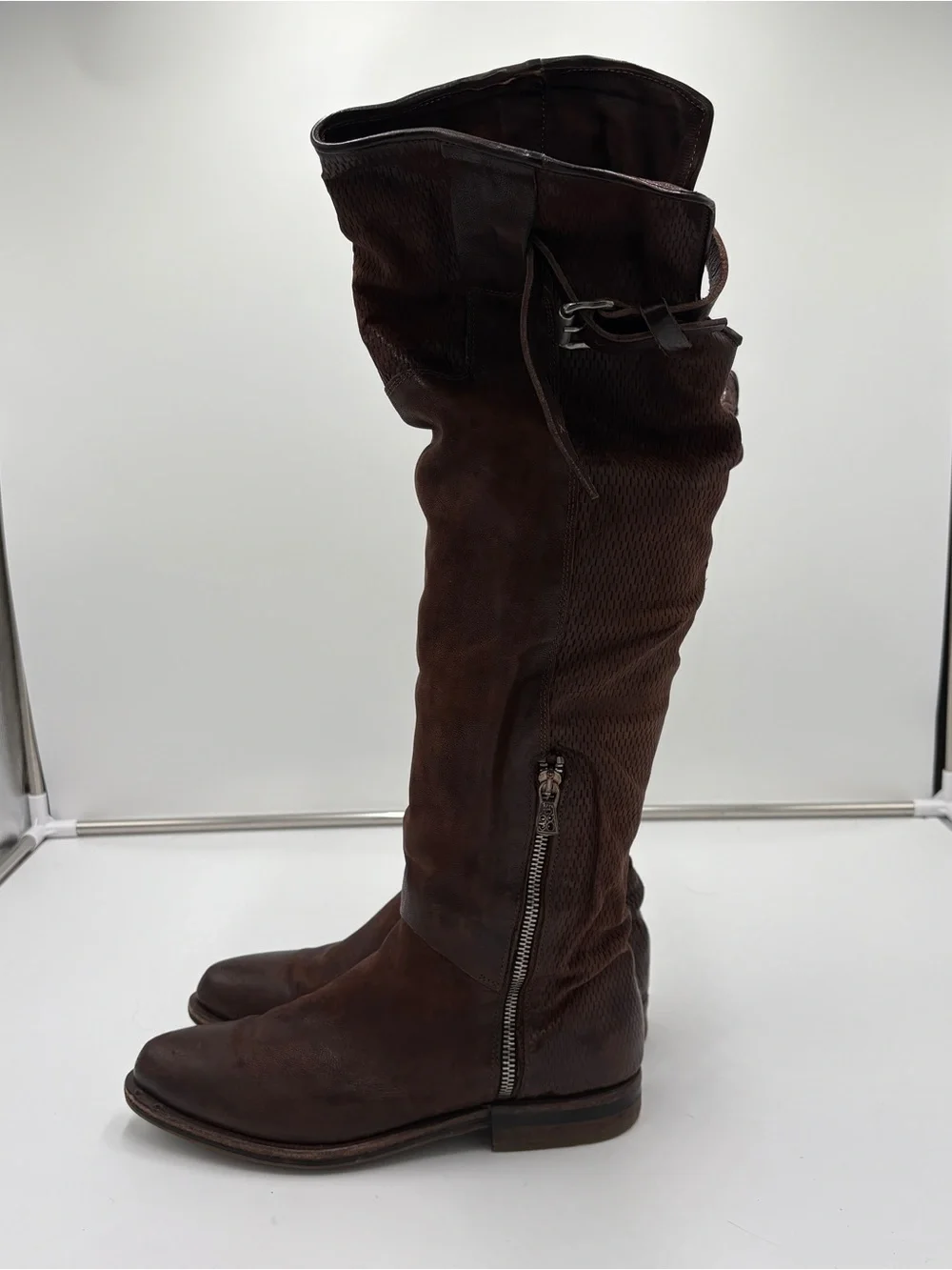 A.S. 98 Free People Royce Tall Over the Knee Brown Leather Boots Women 39 US 8.5